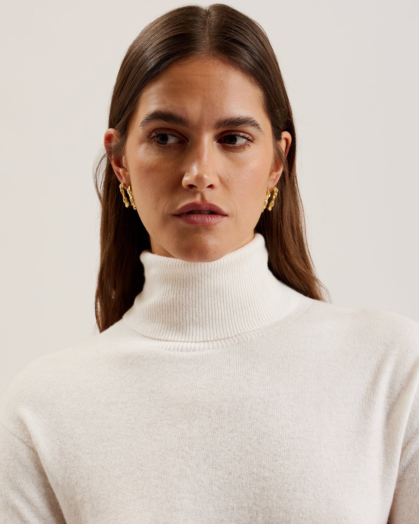 Women's Tamsenn-Roll Neck Fluted Sleeve Sweater Ivory