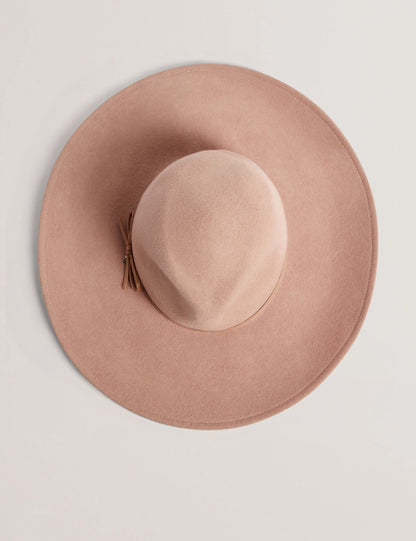 ABBIIIO: Bow Detail Wool Fedora Hat