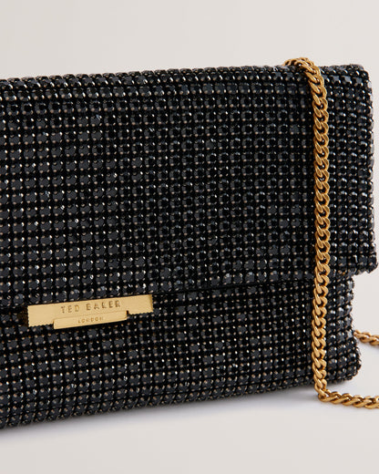 Women's Kristn-Crystal Long Fold Over Crossbody Black