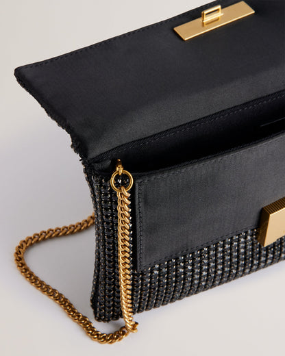 Women's Kristn-Crystal Long Fold Over Crossbody Black