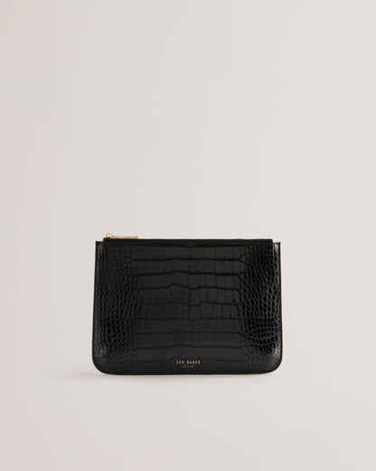 Women's Kelliii-Croc Effect Pouch & Passport Case Black