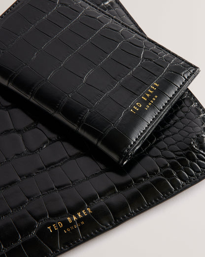Women's Kelliii-Croc Effect Pouch & Passport Case Black