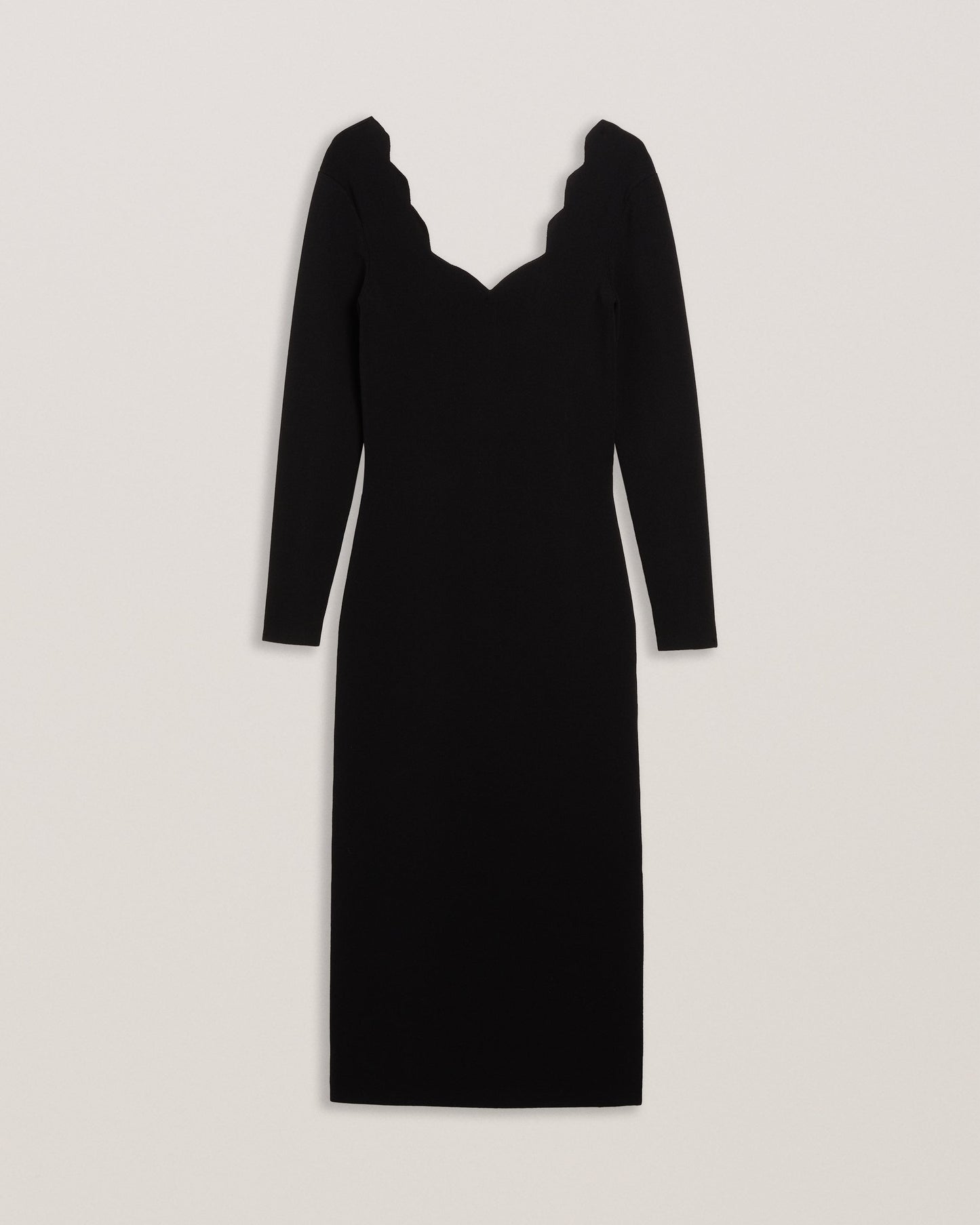 Women's Sharmha-Scallop Bodycon Midi Knit Dress Black