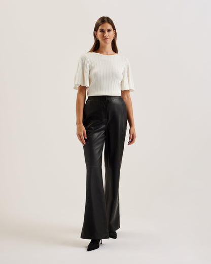 Womens IIVANNA-Crew Neck Fluted Sleeve Knit