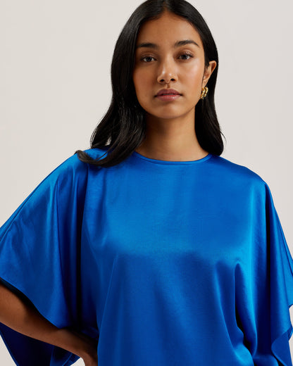 Women's Navala-Batwing Sleeve Side Split Midi Dress Blue