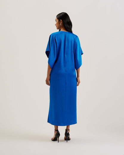 Women's Navala-Batwing Sleeve Side Split Midi Dress Blue