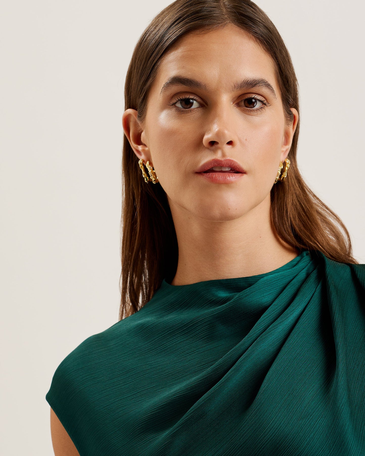 Women's Rimini-Draped Neck Detail Midi Dress Dk-Green