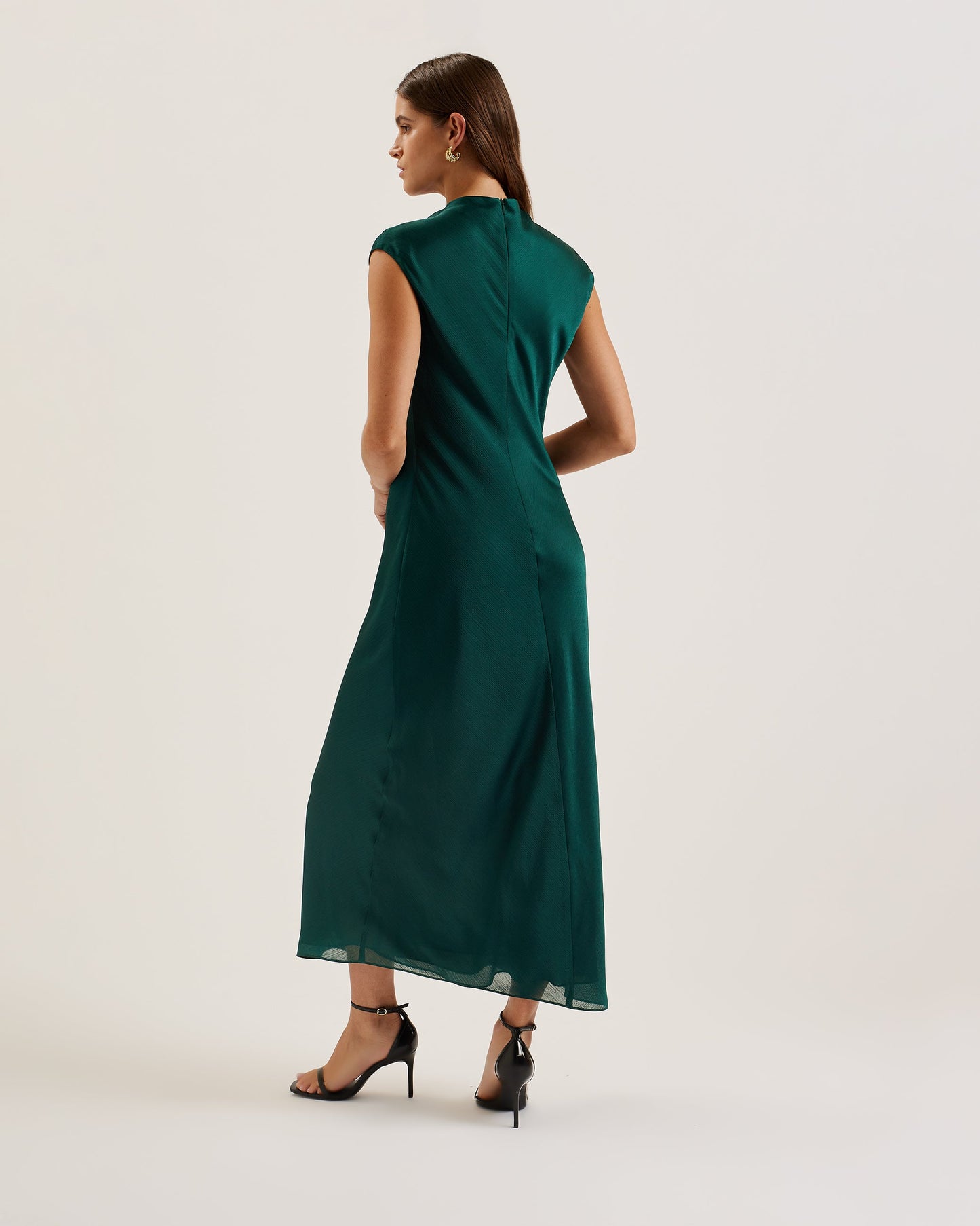 Women's Rimini-Draped Neck Detail Midi Dress Dk-Green