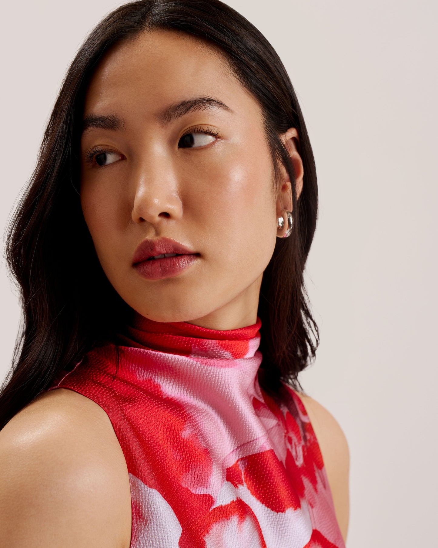 Women's Kohana-Cowl Neck Sleeveless Printed Blouse Red