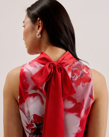 Women's Kohana-Cowl Neck Sleeveless Printed Blouse Red