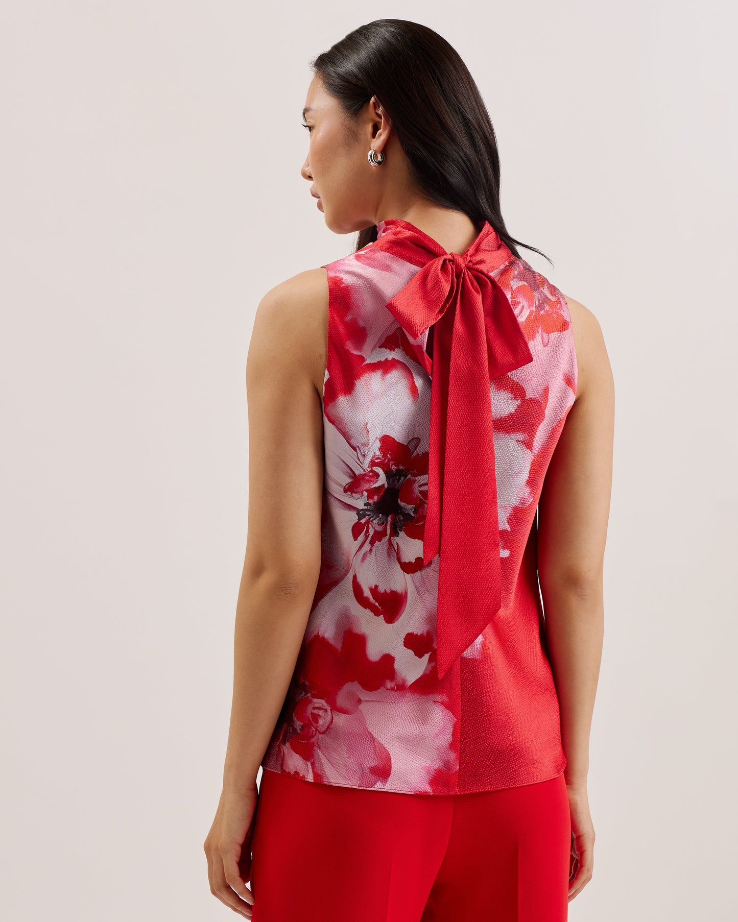Women's Kohana-Cowl Neck Sleeveless Printed Blouse Red
