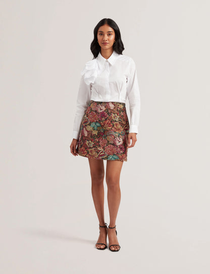 Women's Sylivia-Corsage Detail Button Down Shirt White