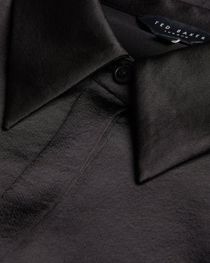 Women's Sonora-Long Line Satin Shirt Black