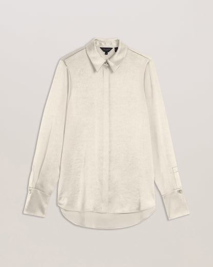 Women's Sonora-Long Line Satin Shirt Ivory