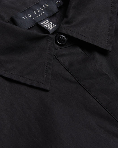 Women's Lechosa-Oversized Chiffon Bib Detail Shirt Black