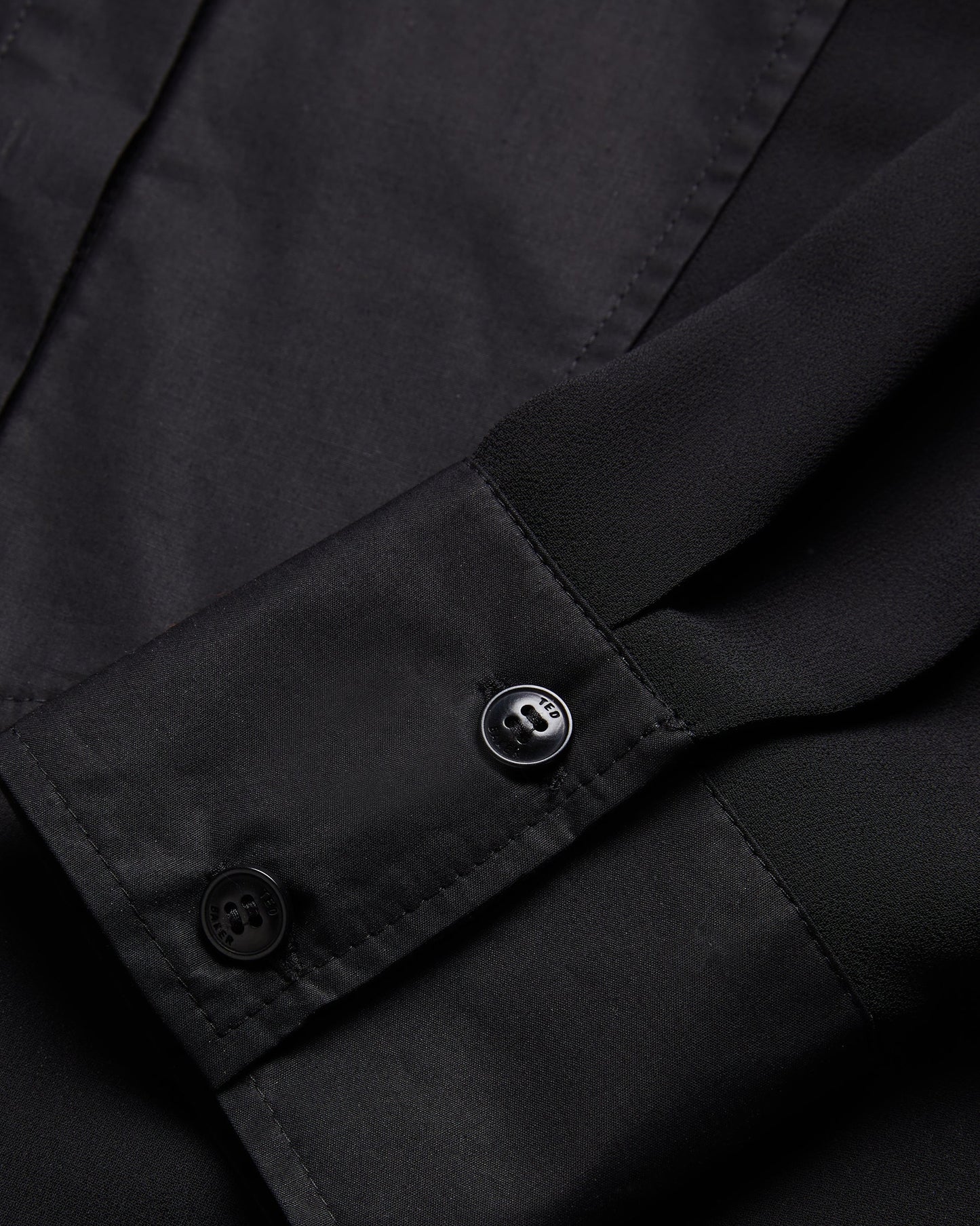 Women's Lechosa-Oversized Chiffon Bib Detail Shirt Black