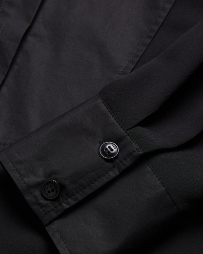Women's Lechosa-Oversized Chiffon Bib Detail Shirt Black