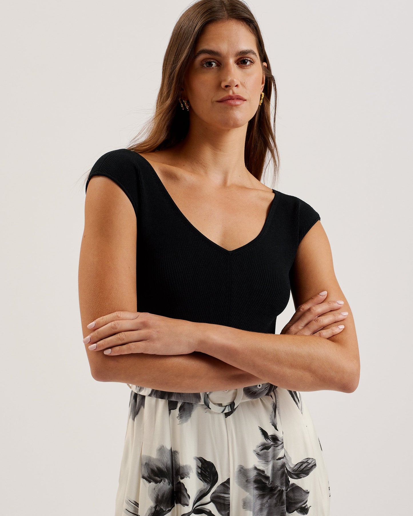 Women's Nalco-Bardot Knit Bodice Print Trouser Jump Black
