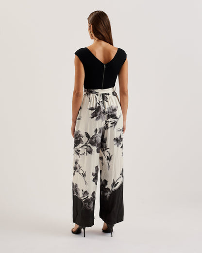Women's Nalco-Bardot Knit Bodice Print Trouser Jump Black