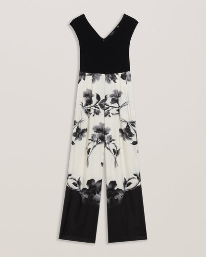 Women's Nalco-Bardot Knit Bodice Print Trouser Jump Black