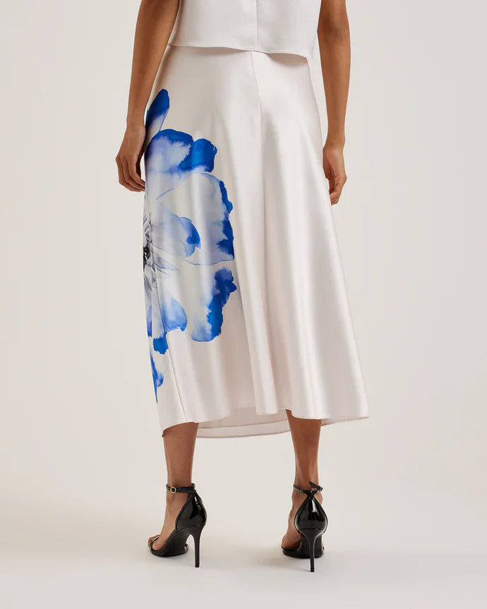 Women's Leelia-Printed Midi Bias Cut Skirt Ivory