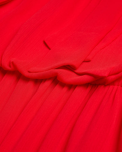 Women's Zebrina-Neck Tie Detail Long Sleeve Mini Red