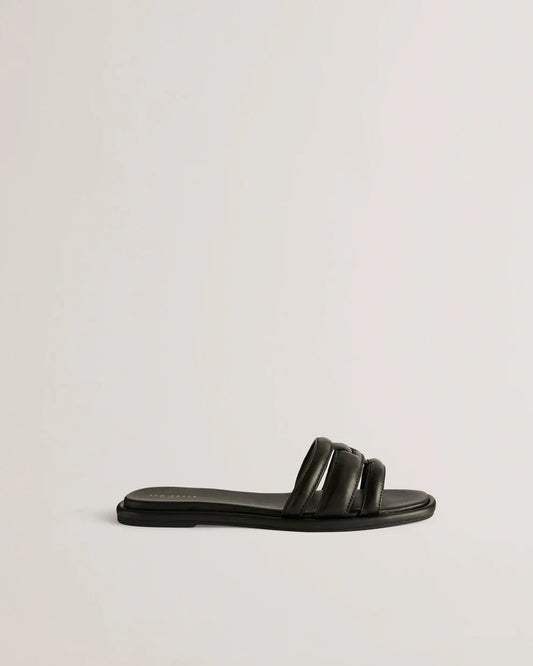 Women's Leeiaa-Flat Woven T Logo Slide Sandal Black