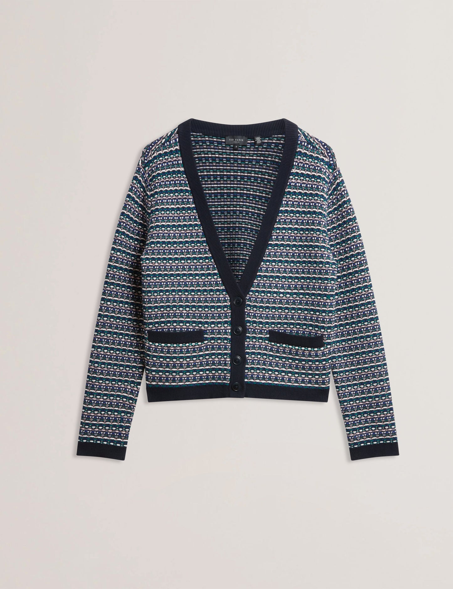 Women's MONICE-Interest Stitch Knitted Cardigan Navy