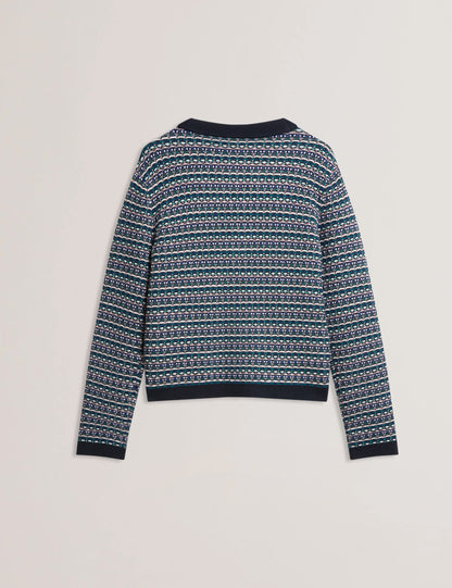 Women's MONICE-Interest Stitch Knitted Cardigan Navy