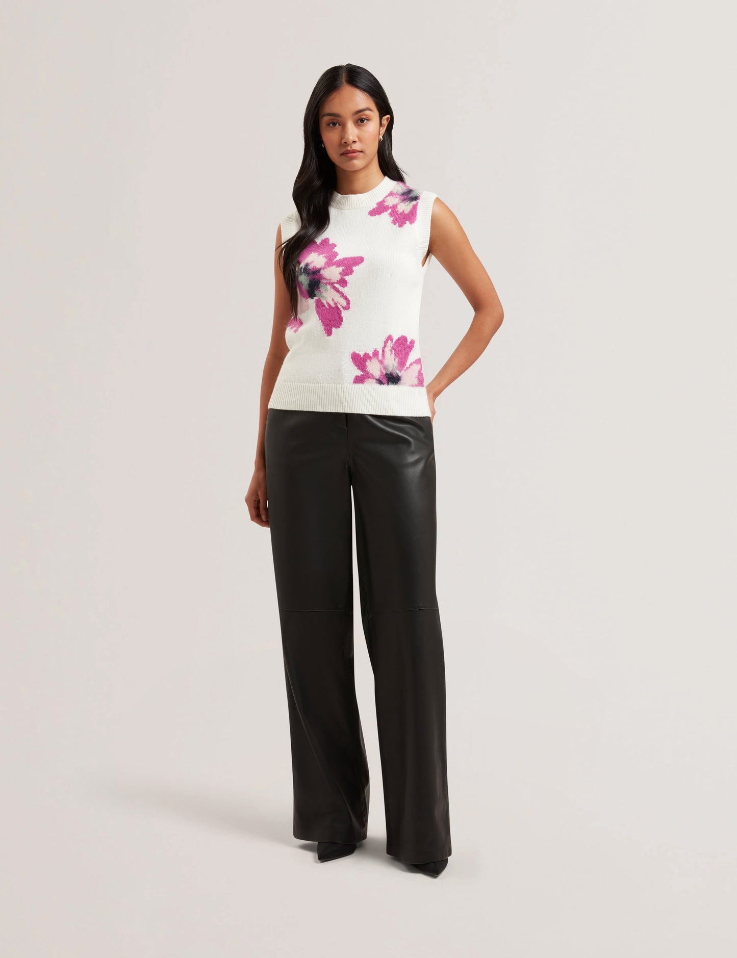 Womens SELENHA-Intarsia Knitted Floral Tank