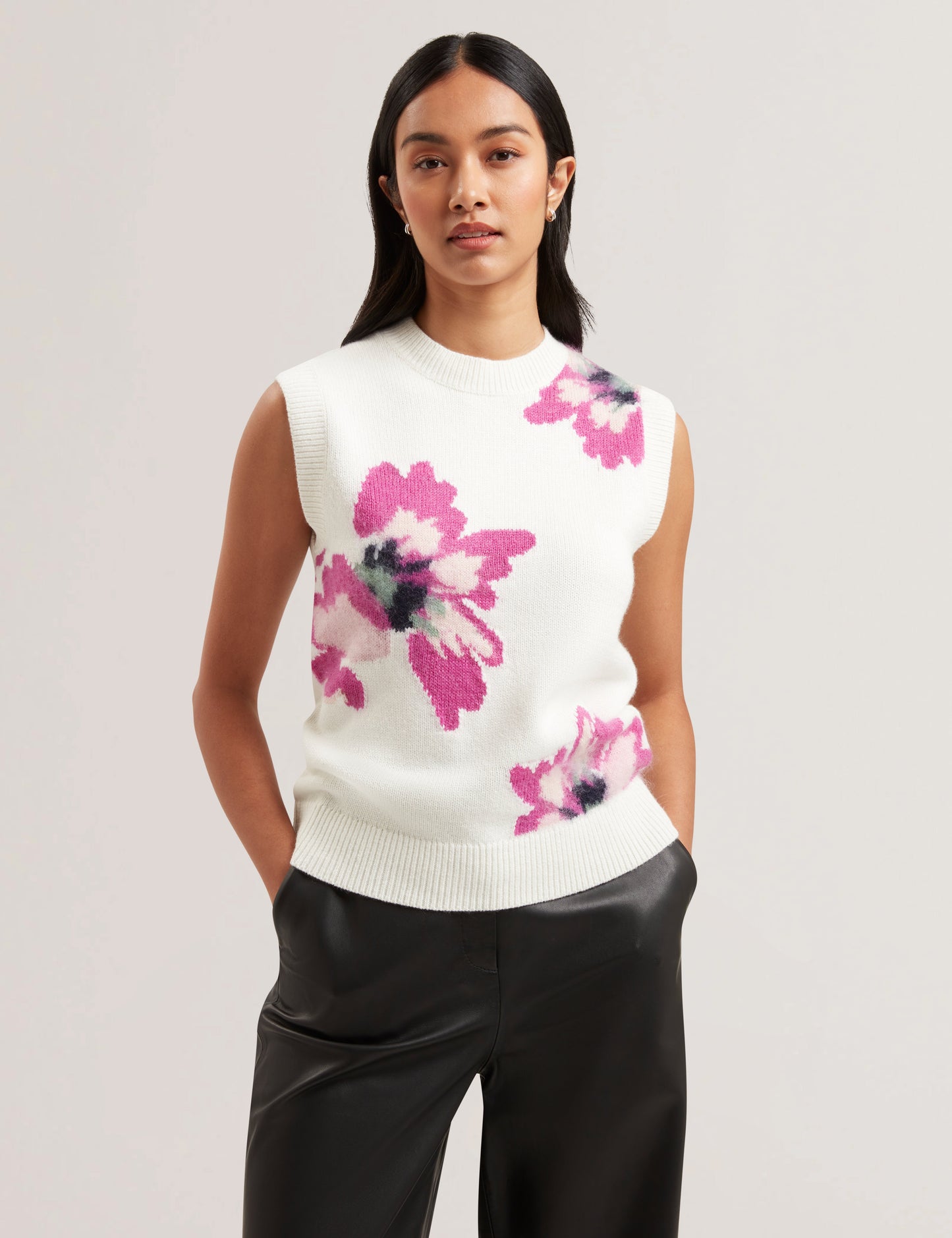 Womens SELENHA-Intarsia Knitted Floral Tank