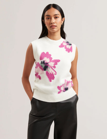 Womens SELENHA-Intarsia Knitted Floral Tank