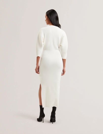 Women's VANITHA-Sculptured Rib Knitted Maxi Dress Ivory