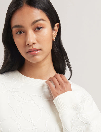 Womens JJOSIEE-Floral Embroidered Long Sleeve Sweatshirt