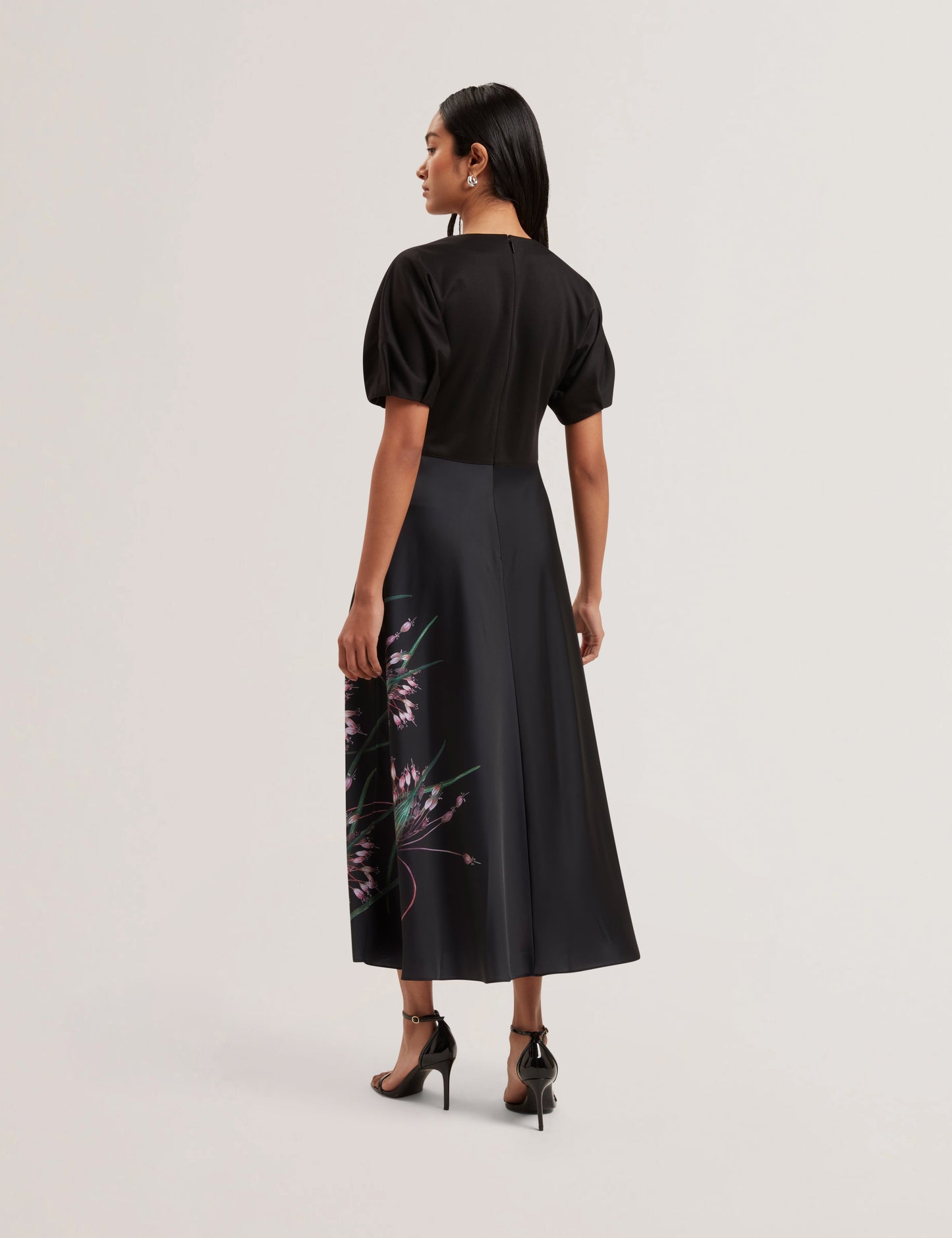 Women's SADO-Printed Ponte Bodice Satin Skirt