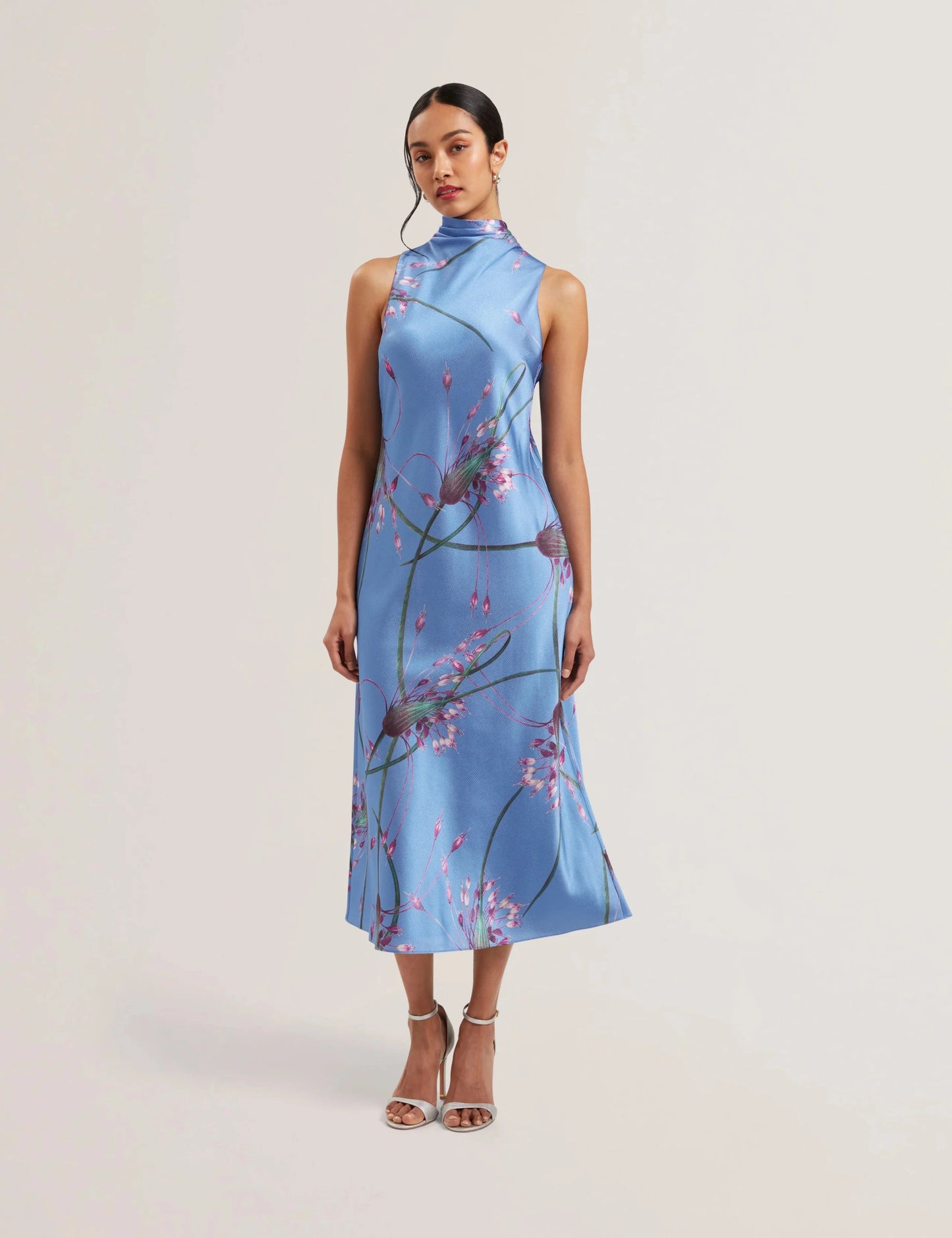 Women's ANTUA-Printed Cowl Neck Midi Slip Dress