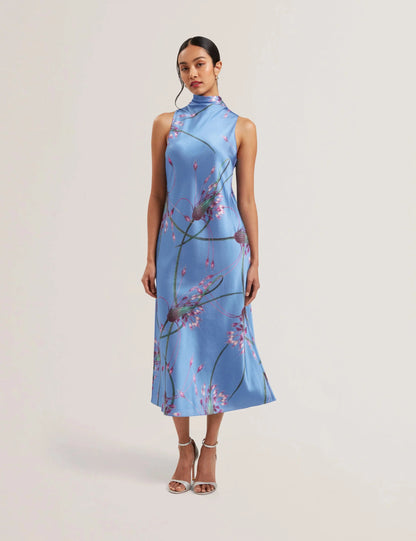 Women's ANTUA-Printed Cowl Neck Midi Slip Dress