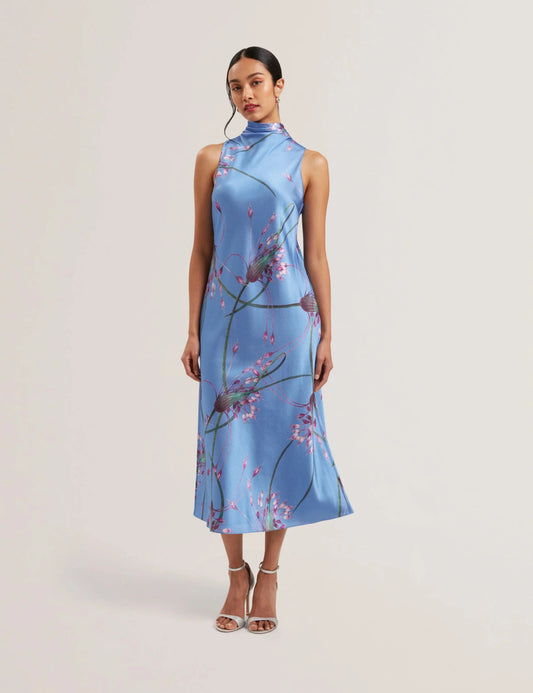 Women's ANTUA-Printed Cowl Neck Midi Slip Dress