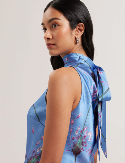 Women's VAROSA-Printed Sleeveless Cowl Neck Lt-Blue