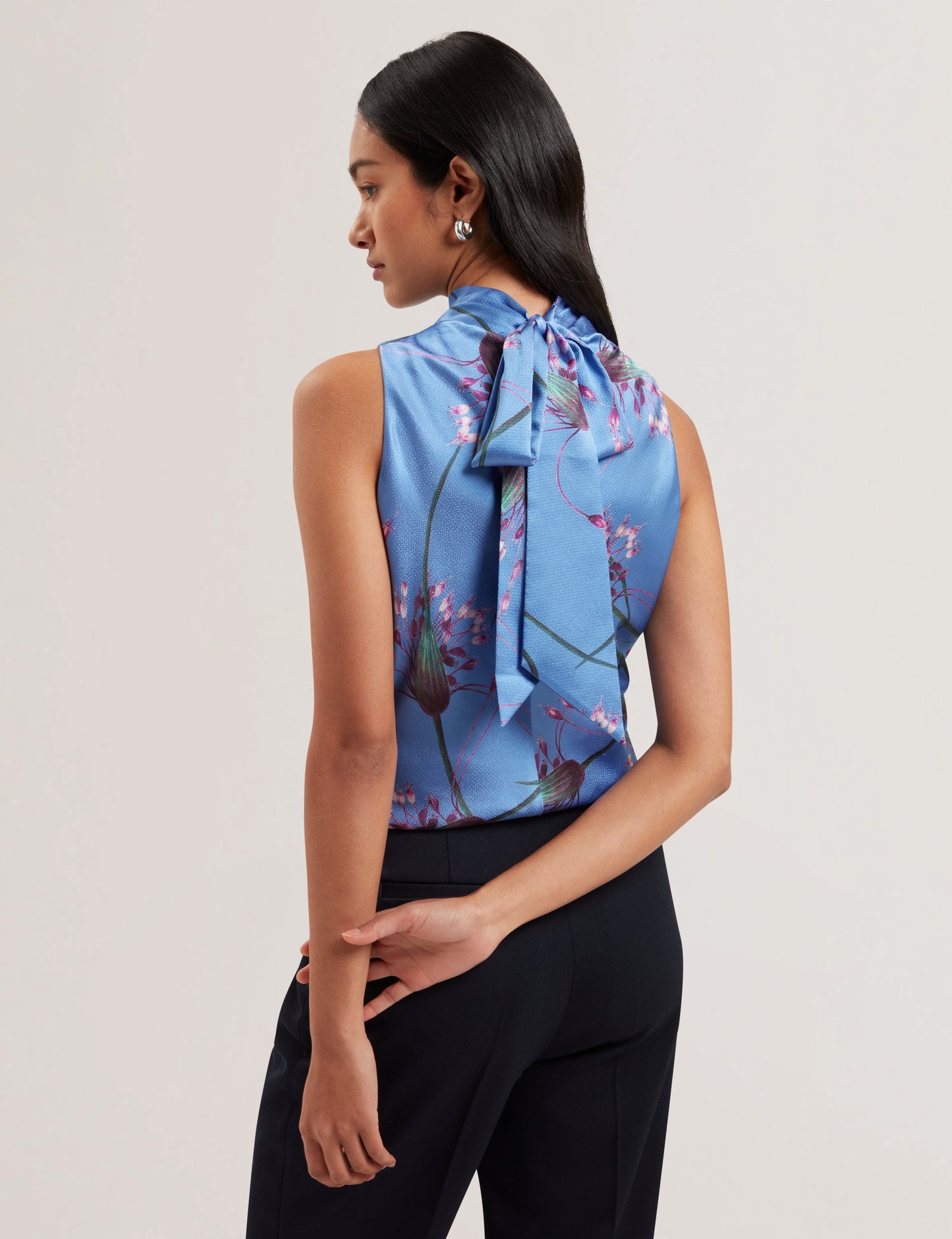 Women's VAROSA-Printed Sleeveless Cowl Neck Lt-Blue