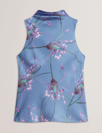 Women's VAROSA-Printed Sleeveless Cowl Neck Lt-Blue
