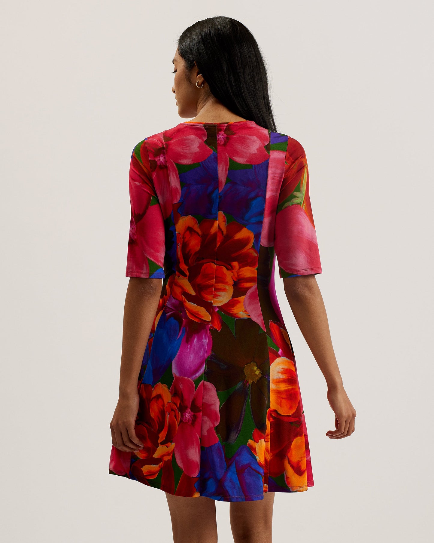 Women's Vverity-3/4 Sleeve Mini Dress Multicol