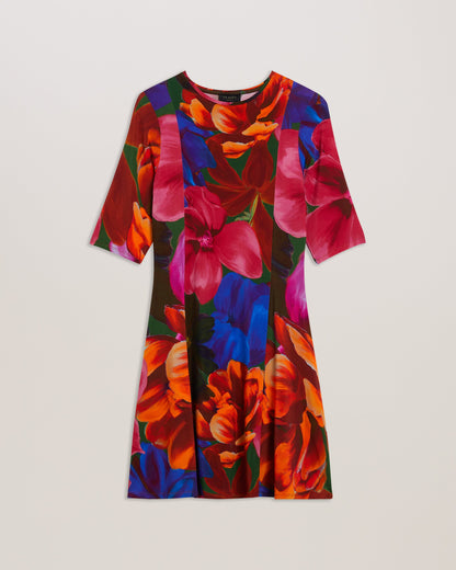 Women's Vverity-3/4 Sleeve Mini Dress Multicol