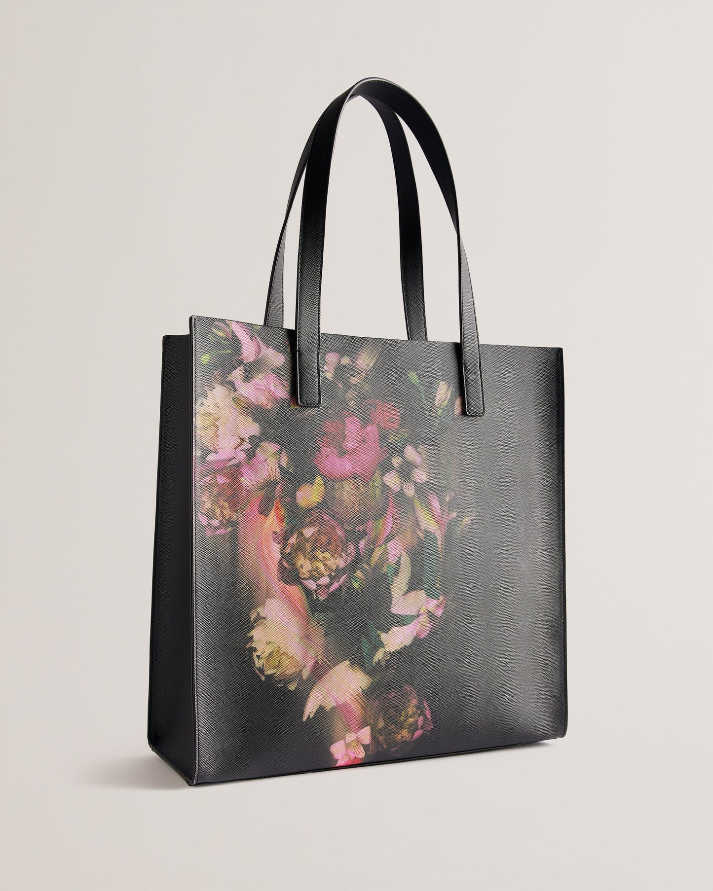Women's Saliine-Printed Floral Large Icon Bag Black