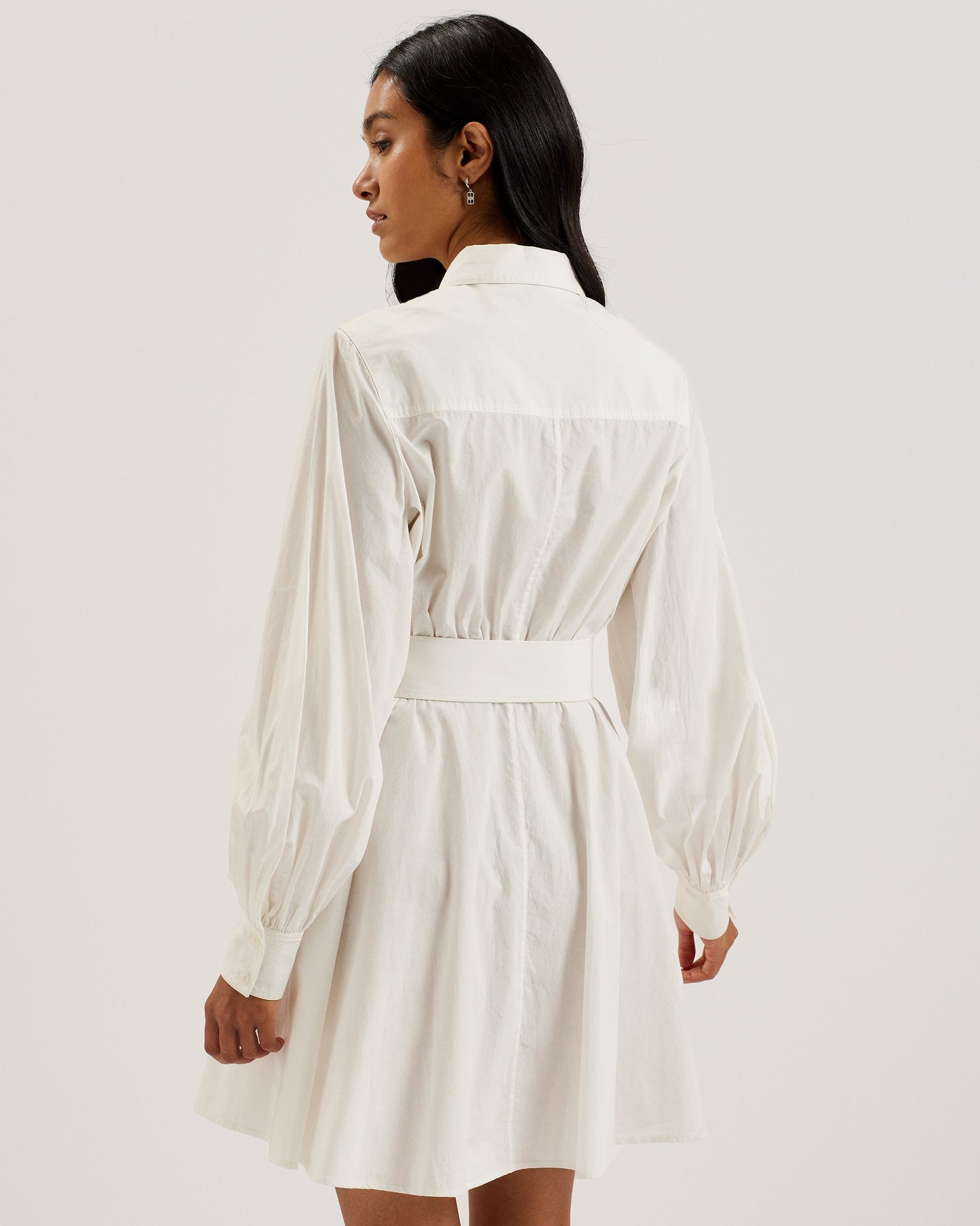 Women's Jurua-Long Sleeve Shirt Mini Dress White