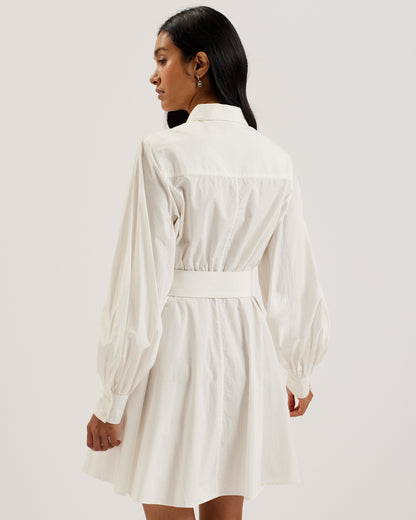 Women's Jurua-Long Sleeve Shirt Mini Dress White