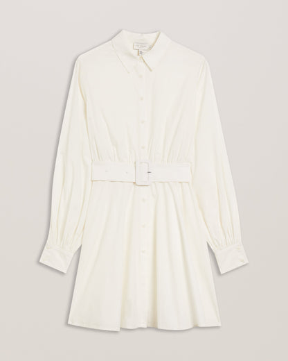 Women's Jurua-Long Sleeve Shirt Mini Dress White