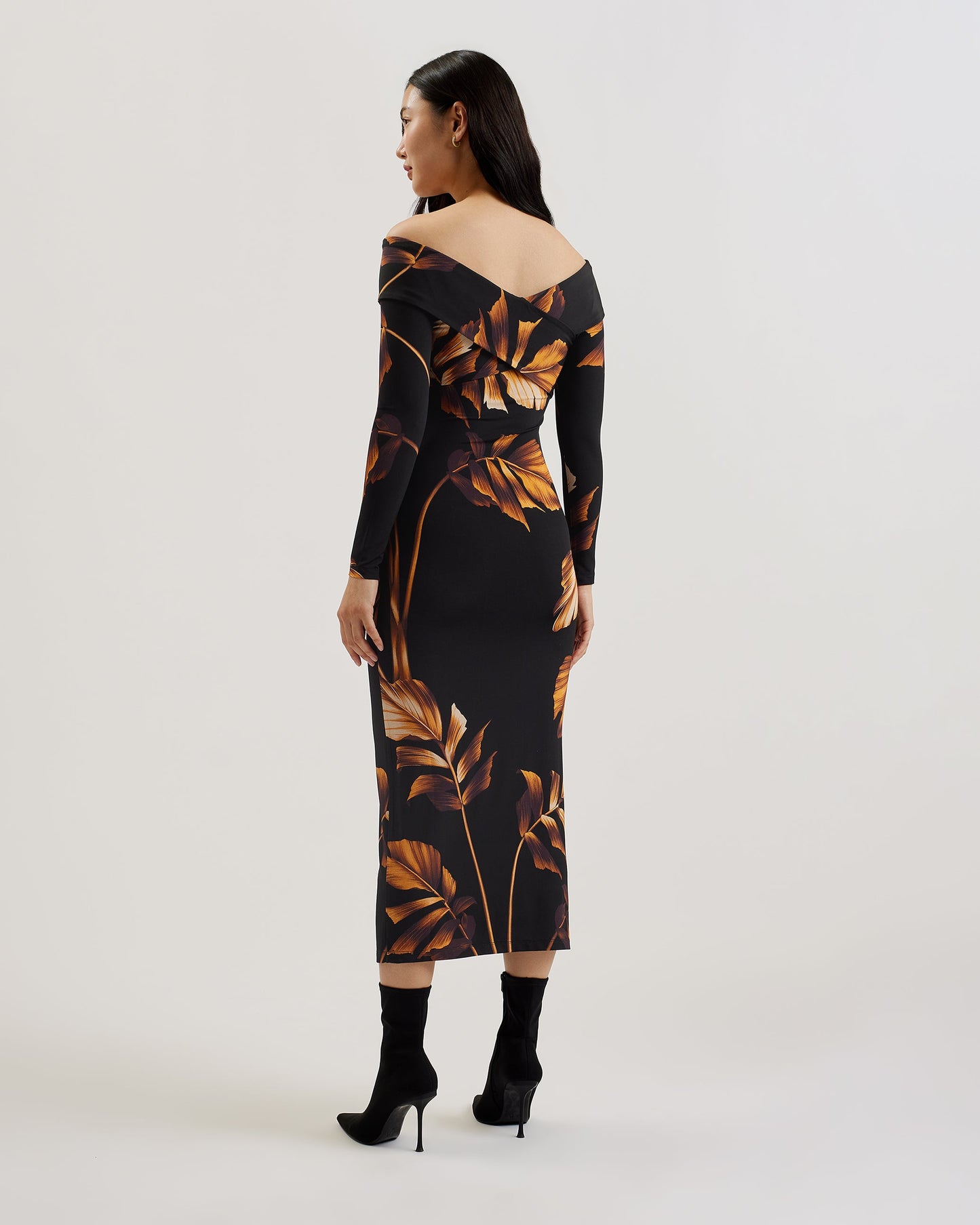 Women's Josefen-Bardot Slinky Jersey Bodycon Midi Black