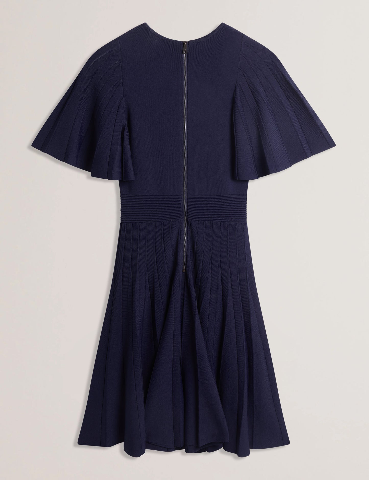 ALENHA: Knitted Angel Sleeve Mini Dress Navy