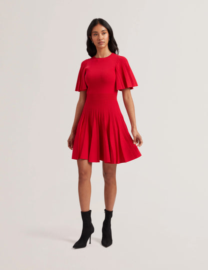 Womens ALENHA-Knitted Angel Sleeve Mini Dress